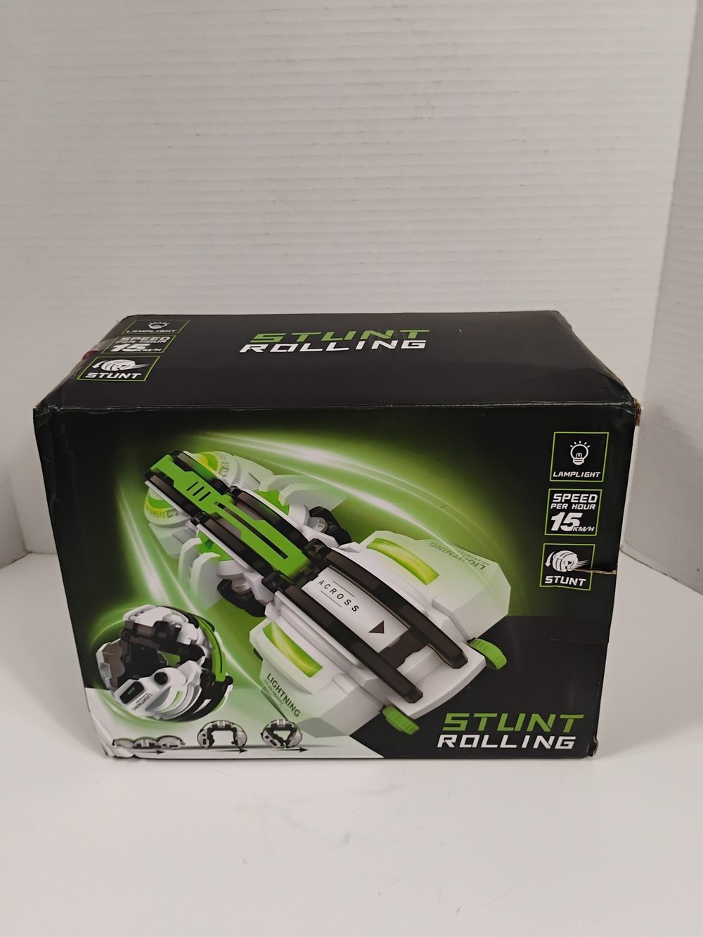 Stunt Rolling Remote Control Stunt Car - White & Neon Green